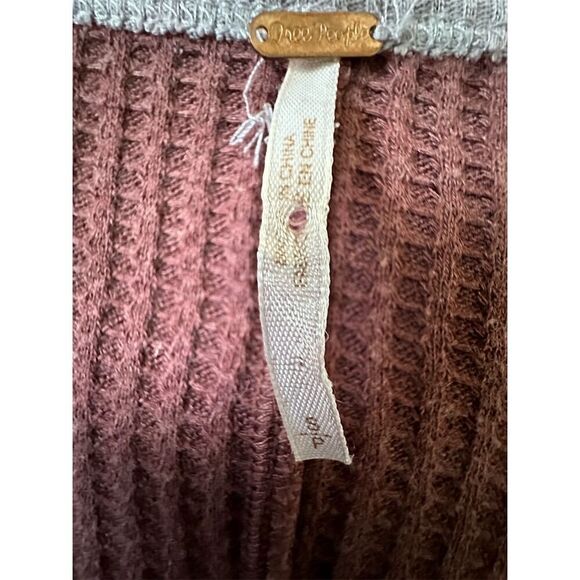 Free People Womens Top Small SP Colorblock Waffle Knit Shirt Multicolor - Picture 4 of 7